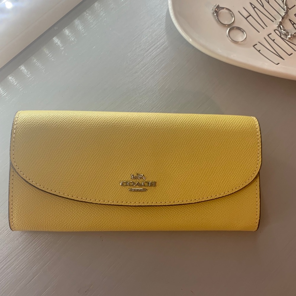 NWT Yellow Slim Envelope Coach Wallet